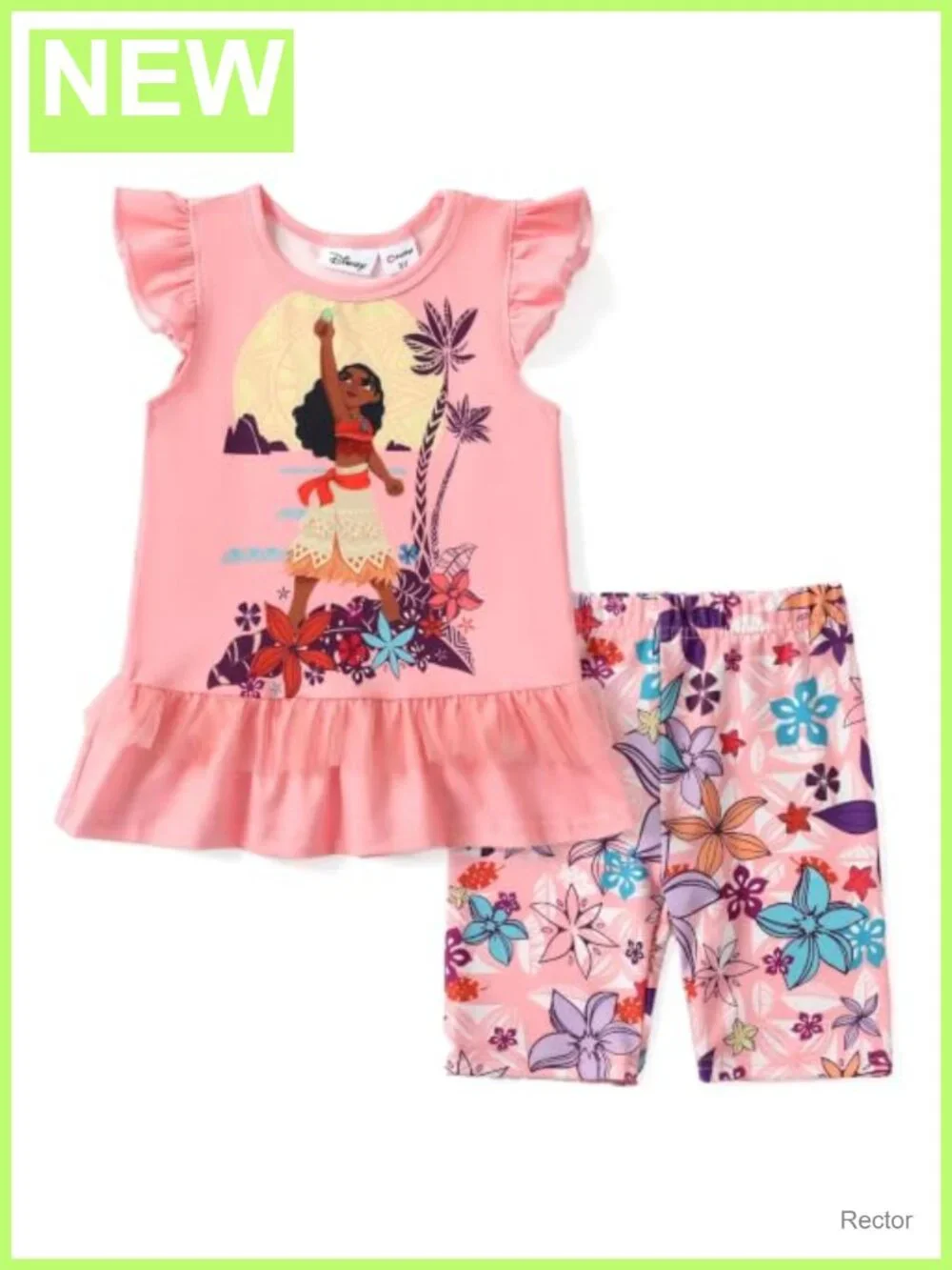 Disney Toddler Girls 2pc Outfit Top & Pants Set Ruffle Sleeve Casual